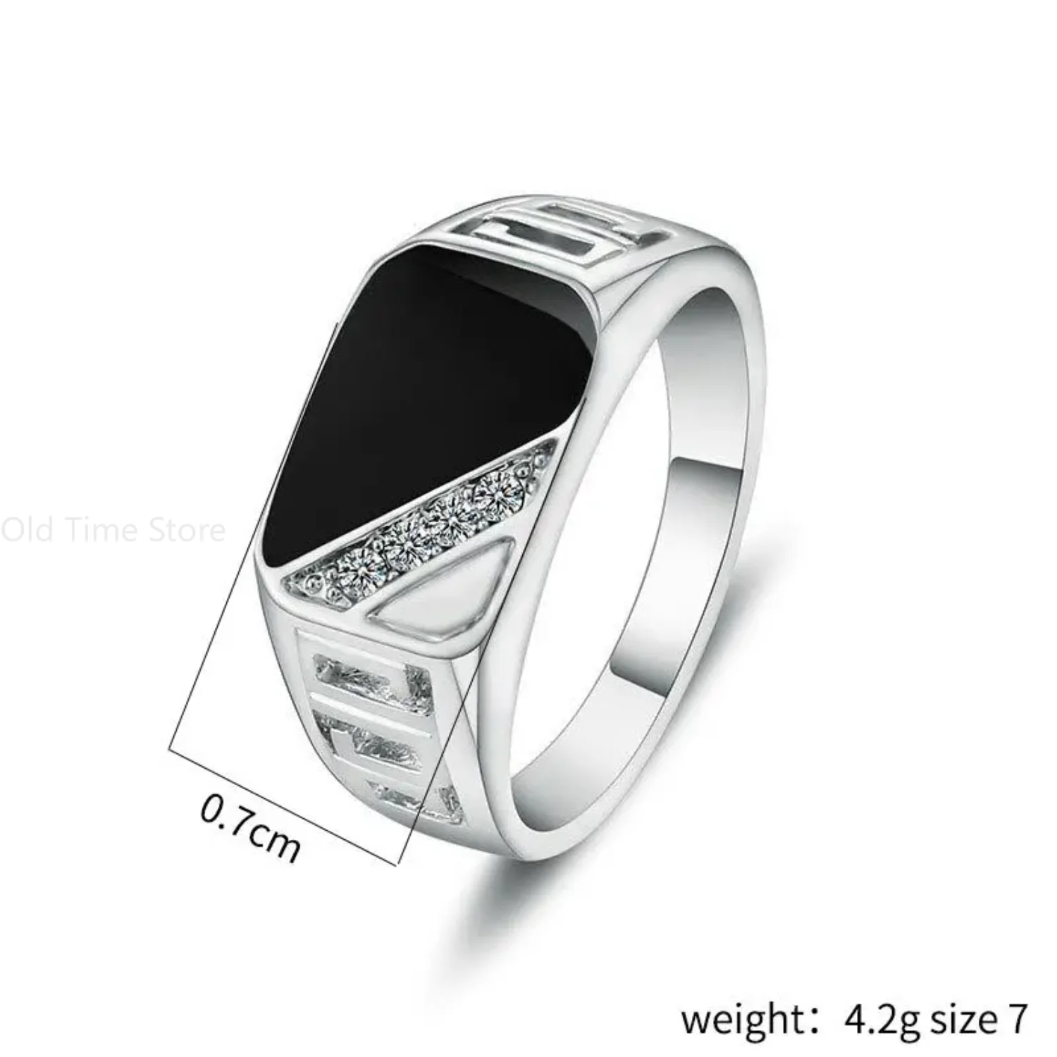 Classic Size 5-12 Men Rhineston Jewelry Gold/Silver-Color Black Enamel Male Finger Titanium Stainless Ring