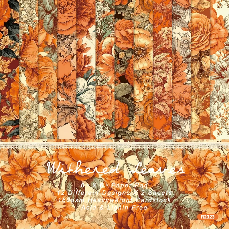 Panalisacraft24sheets6X6OrangeStyleFloralScrapbookpaper
