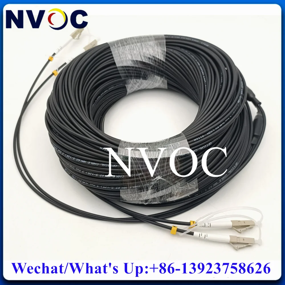 

50M 2Core LC-LC MM OM3-150 2C OM2 Outdoor 4.0mm Armored LSZH/TPU Military Tactical Fiber Optic Patch Cord Jumper Cable Connector