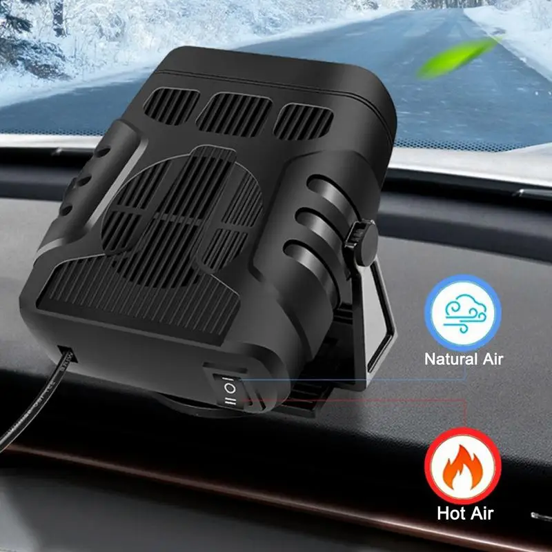 2-IN-1 12/24V 120W Auto Car Heater Defroster Demister Electric Heater Windshield 360 Rotation ABS Heating Cooling Car