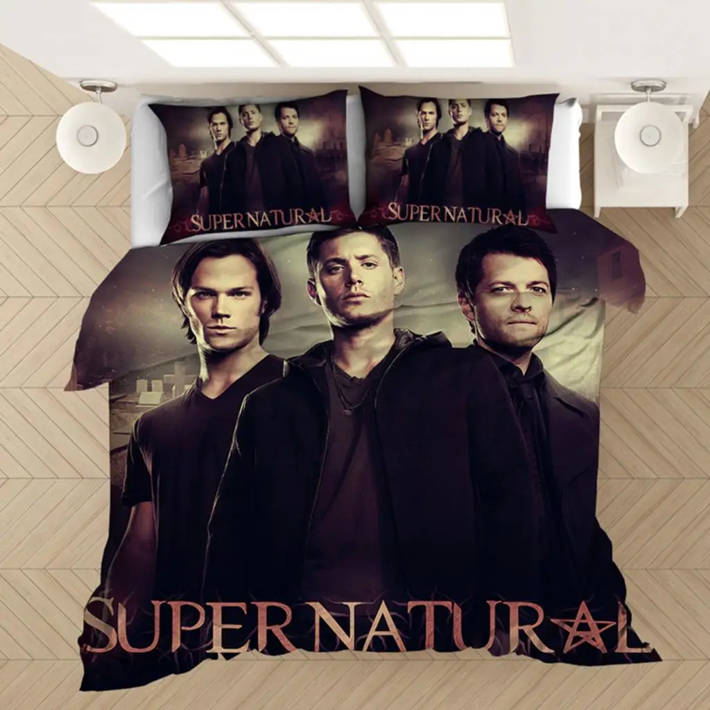Supernatural Bedding Set Duvet Covers Supernatural TV Series Sam Dean Comforter Bedding Sets Bedclothes Bed Linen(NO Sheet) Sa691c83cce494d1196536cf18f23a2bal