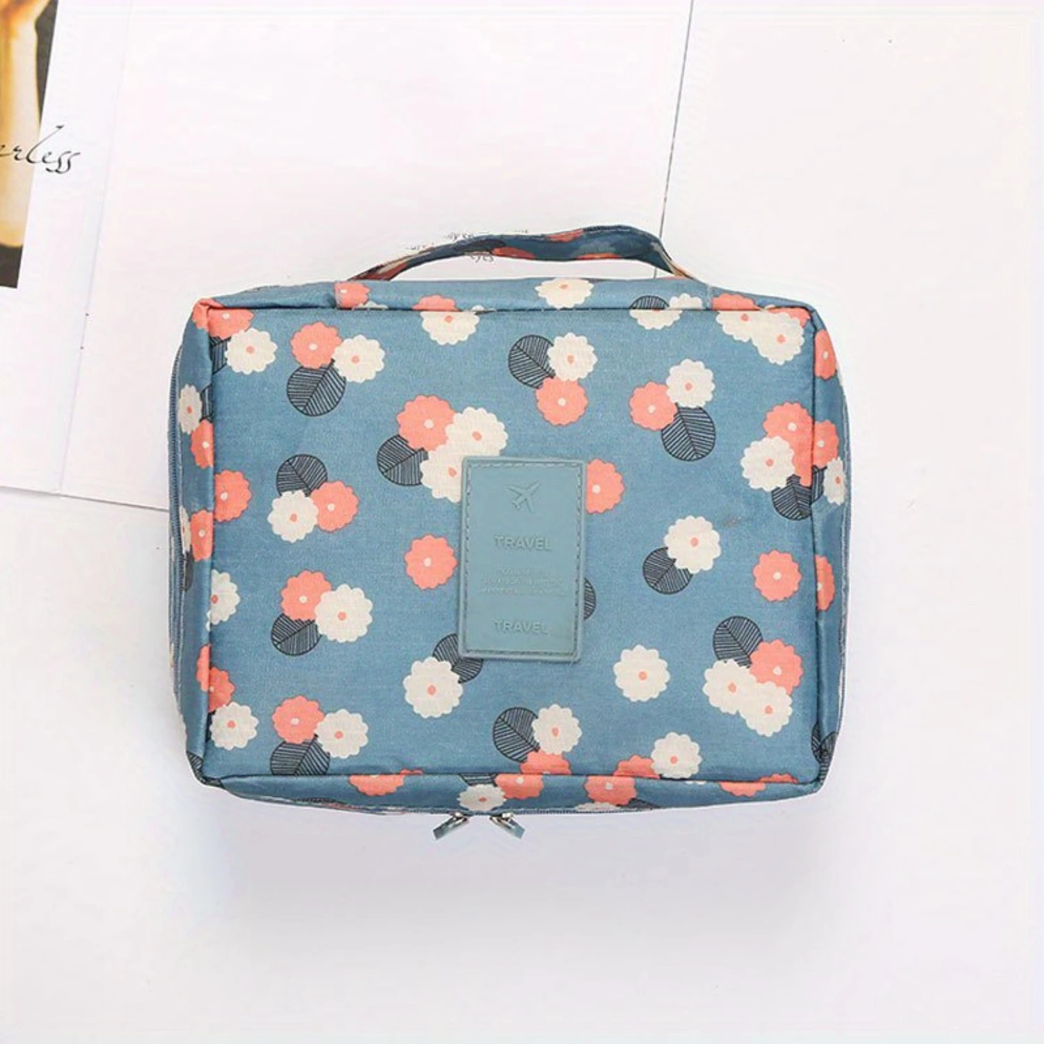 1pc Extra-Large Stylish Square Cosmetic Bag - Ultimate Travel Organizer with Durable Toiletry Case & Multiple Compartments for E 6