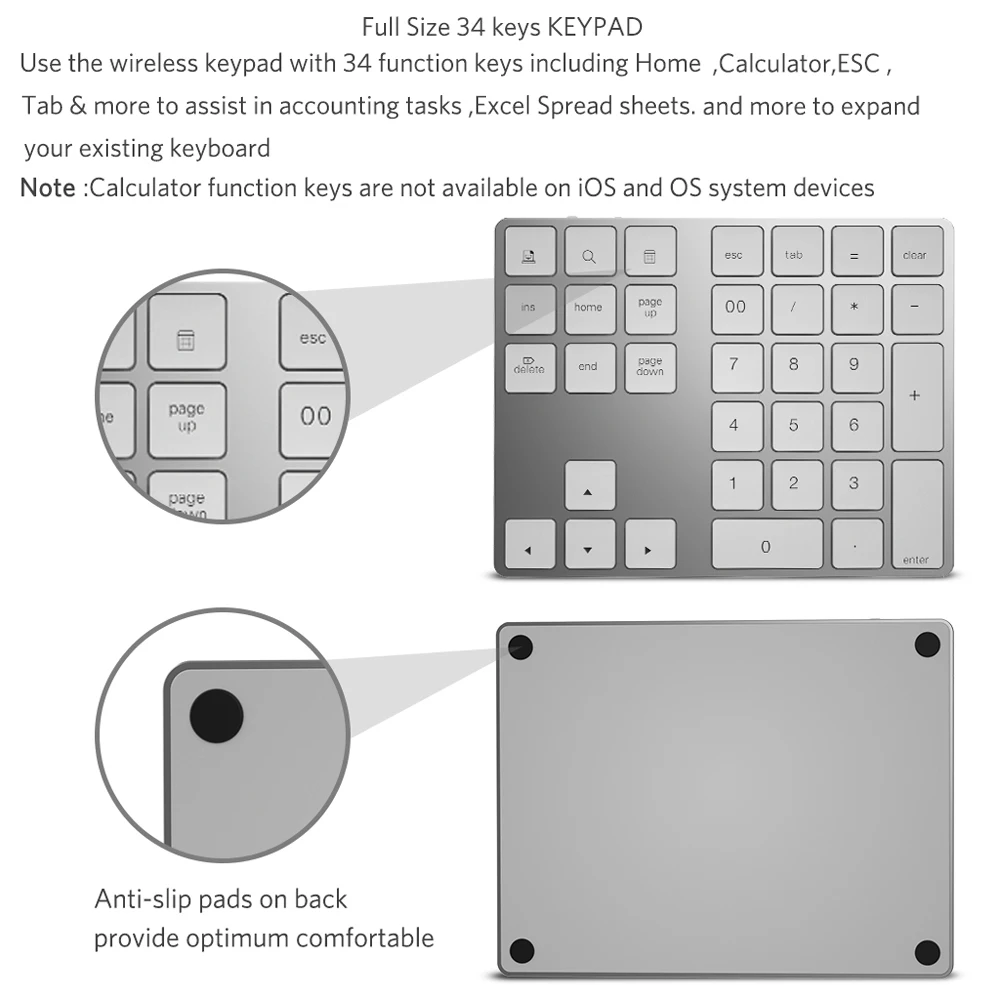 Tastierino Numerico Meccanico Linkeet 35 Tasti Tri-Mode Bianco – Wireless E Ricaricabile