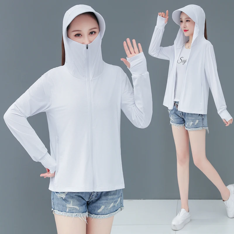 

2023 New Women'S Outdoor Breathable Anti Ultraviolet Skin Clothing Thin Sunscreen Jacket Ice Silk Quick Drying Long Sleeve Coat