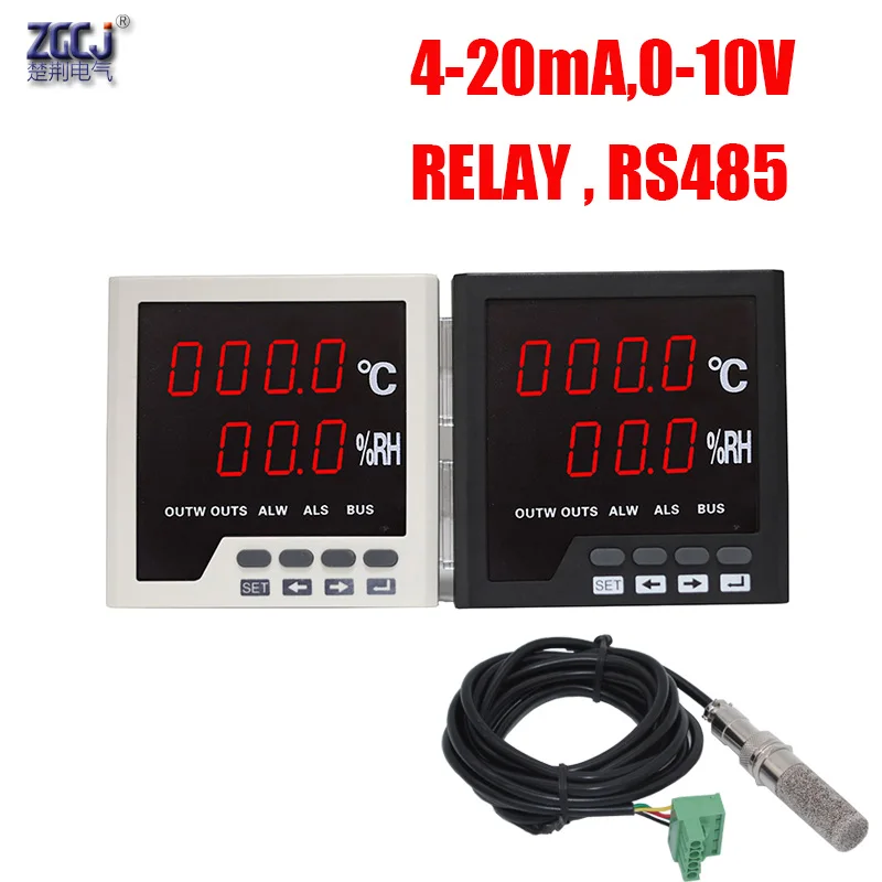 

Temperature and humidity controller 4-20mA 0-10V RS485 output air temp. and moisture meter with probe