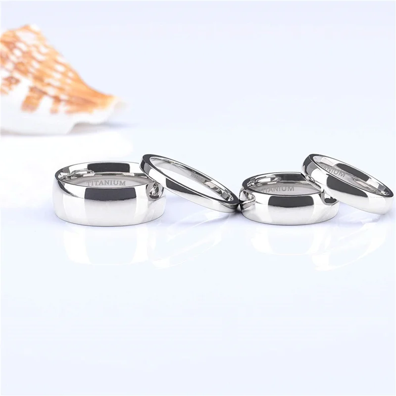 Tigrade Pure Titanium Ring Silver Color Polished 2/4/6/8/10mm Classic Engagement Ring For Male Female Wedding Bands Anti-Allergy 3