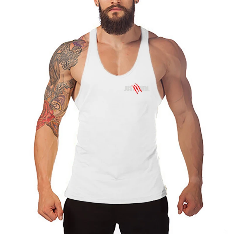 

Gym Bodybuilding T-Shirt Men Casual Fashion Sleeveless Cotton Slim Tank Top Summer Suspenders Breathable Cool Racer Back Singlet