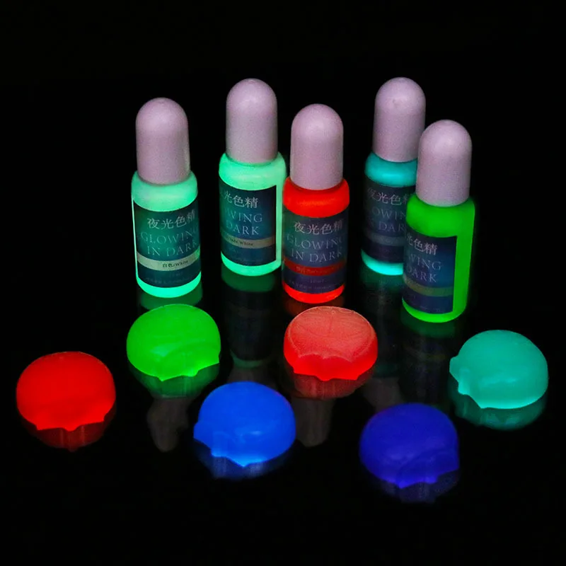 10 Colors Glowing in Dark Epoxy Resin Pigment Kit Luminous Colorant Liquid Resin  Dye Jewelry Making 