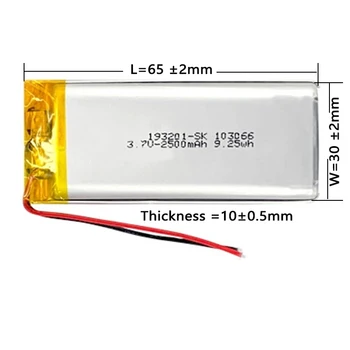 103065 103066 Celle Lipo agli ioni di litio da 3,7 V 2500 mAh Batteria ricaricabile ai polimeri di litio Li-Po Apparecchi Altoparlante Bluetooth