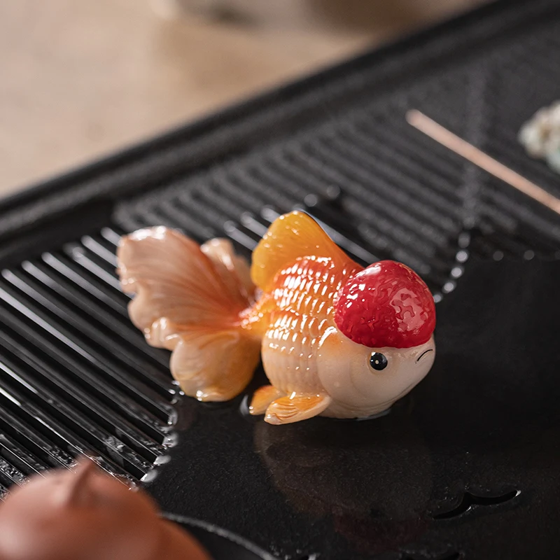 Creative Resin Cute Color Changing Fish Shape Ornament Micro Landscape Tea Pet Indoor Desktop Decoration Accessorie Tea Play 1Pc