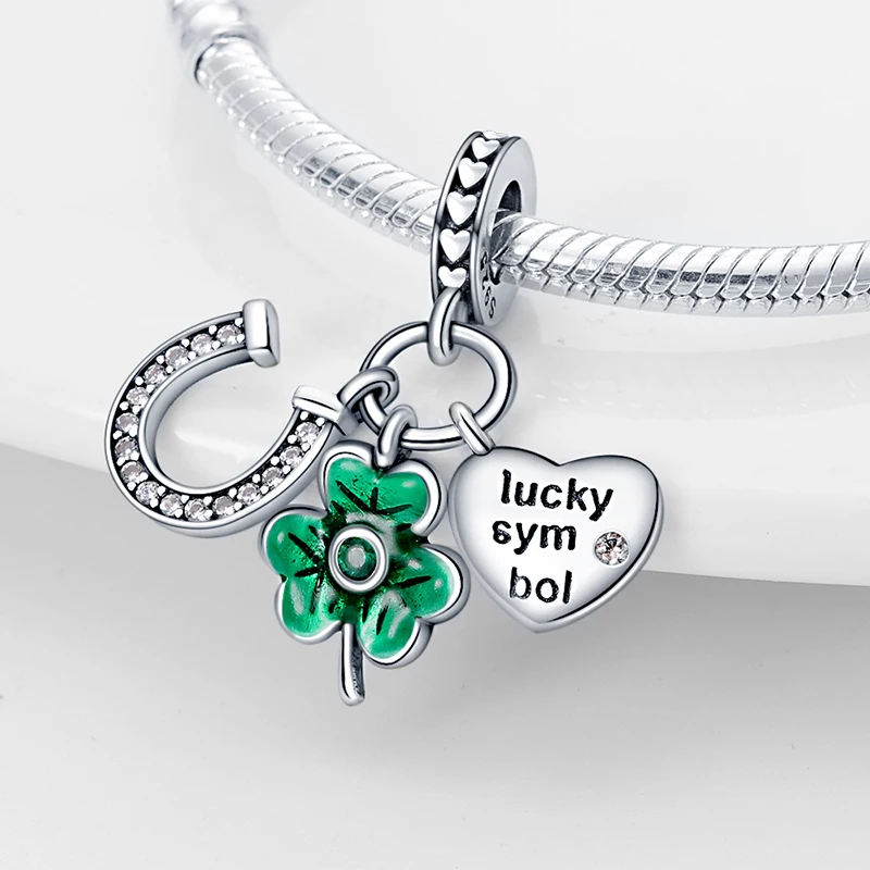 Charms aus 925er-Sterlingsilber mit Baum des Lebens, vierblättriges Kleeblatt, grüne Serie, passend für Qikaola 925 Original-Armbänder, DIY-Schmuckherstellung – Detail 7