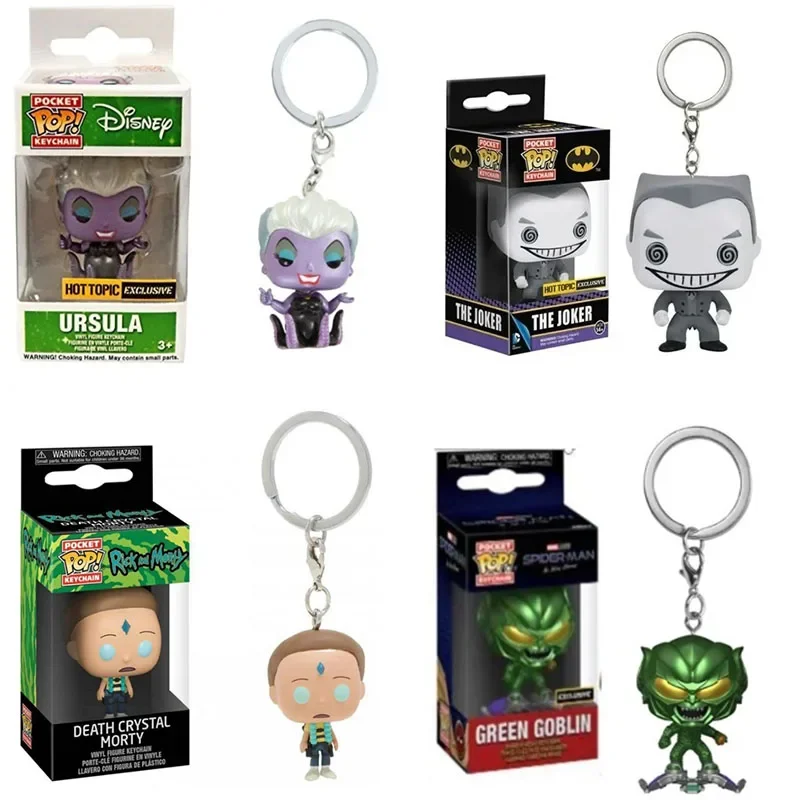 Portachiavi Tascabile Funko Pop Il Joker Disney Ursula Spider Man Green Goblin Hello Kitty Model Toys For Children Birthday Gift