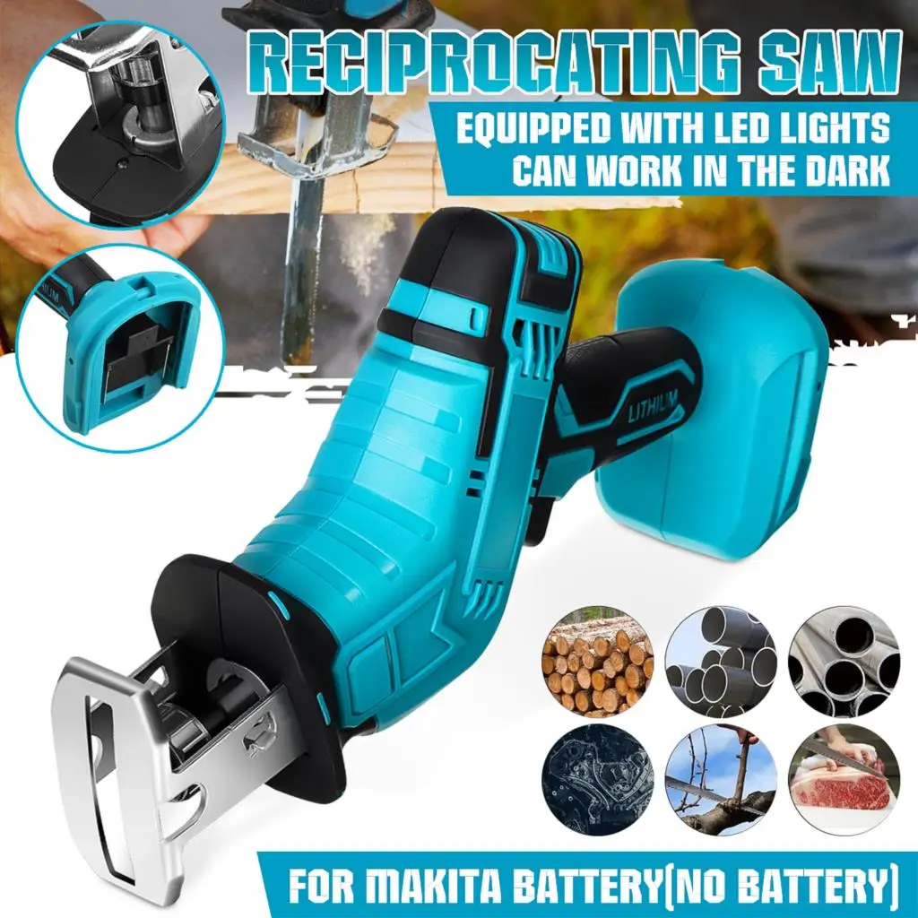 

Keuhz 18V 3000rpm Cordless Reciprocating Saw Portable Electric Saw Metal Wood Cutting Machine for Makita 18V Battery