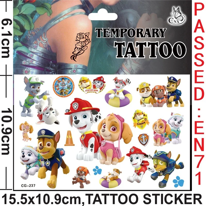 New Original Paw Puppy Patrol Toys Tattoo Sticker Pat Patrouille Anime  Stickers Toys for Children Boys Girls Birthday Kids Gift