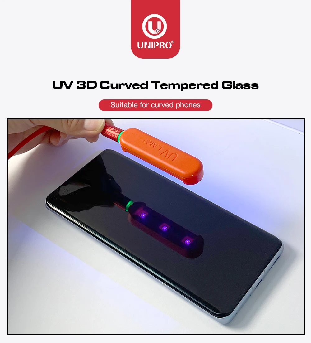 UNIPRO UV Full Glue Edge-to-Edge Anti-Fingerprint Glass Screen Protector