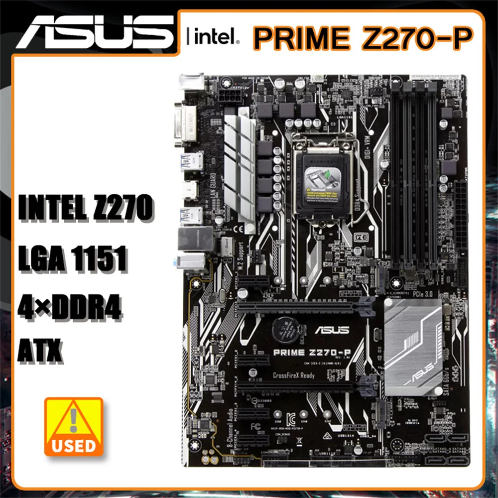 

ASUS PRIME Z270-P Intel Z270 Chipset Support DDR4 64GB USB 3.1 PCI-E 3.0 M.2 ATX Used Motherboard for Desktop LGA 1151 Socket