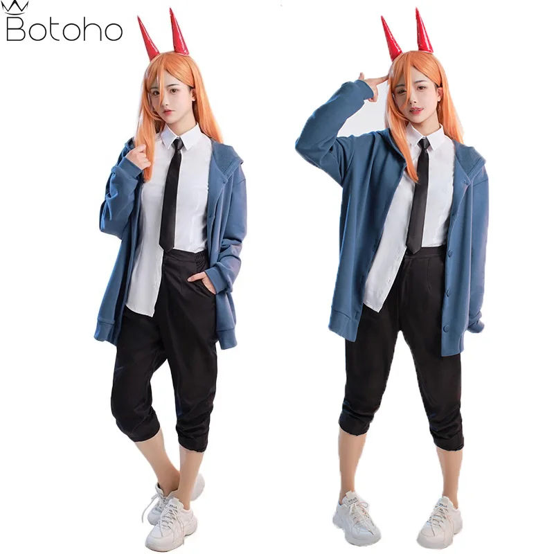 

Anime Chainsaw Man Power Cosplay Costume Girl Casual Wear Daily Outfit Coat Shirt Pants Blue JK School Uniform Halloween Costume