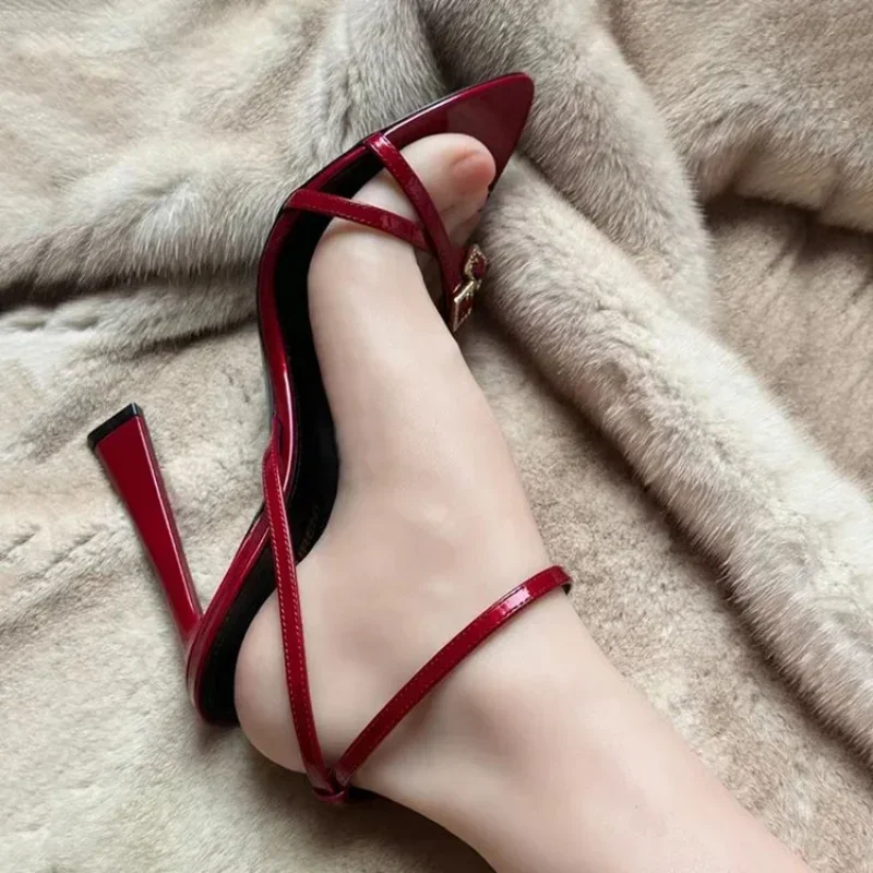 New Womens High Heel Sandals Summer Transparent Heels Luxury Rhinestone Strap Slingbacks Female Sexy Wedding Sandal