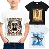 Italian Brainrot Animals Kids T-shirt Cappuccino Assassino Short Sleeve Tops for Kids Funny Meme Cute Tee Summer Clothing