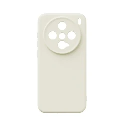 Shockproof Soft Liquid Silicone Phone Case with Slim Skin and Precise Camera Protection for Vivo X300 (Antique White)