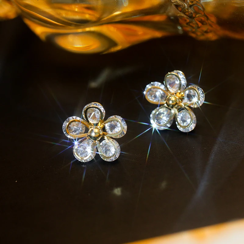 

Shiny Flower Stud Earrings for Women Flower Earring 2023 New Modern Korean Fashion Cute Teens Girl Party Jewelry Accessories