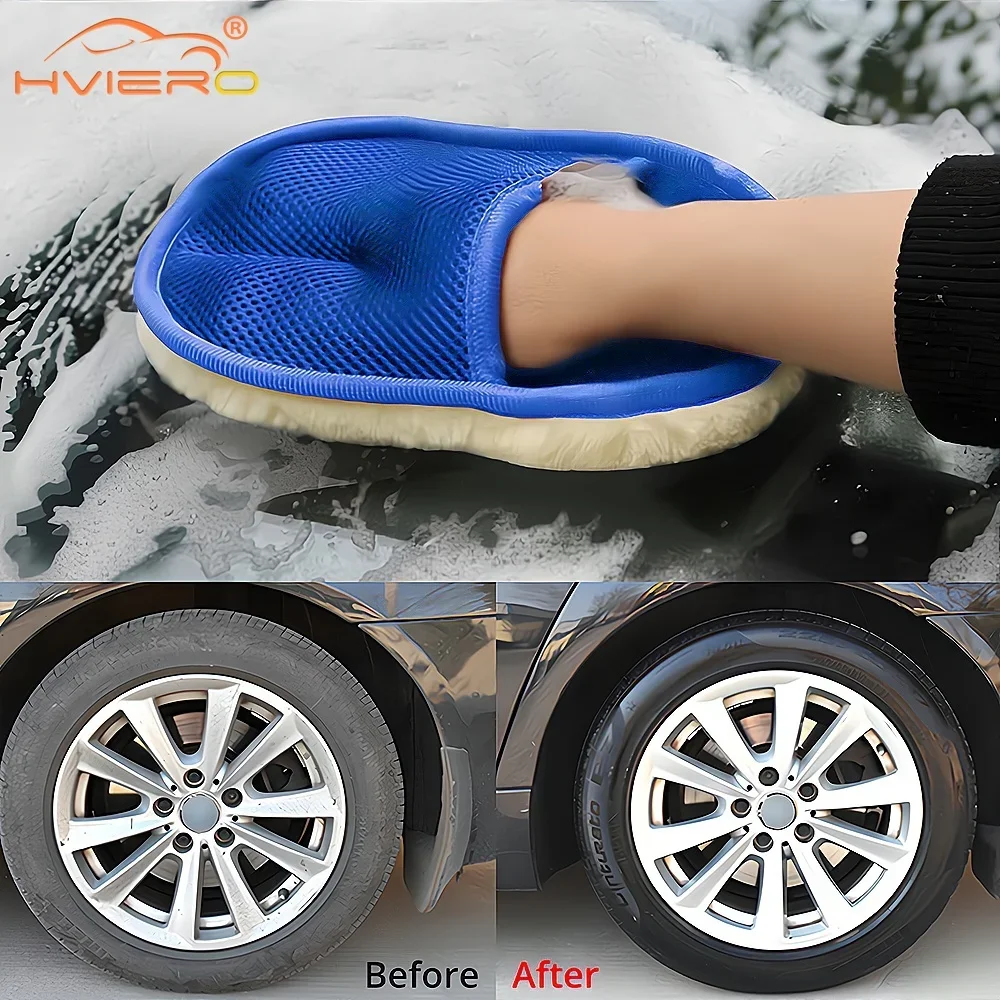 1PCS Car Cleaning Stuff Microfiber Cloth Auto Styling Soft Wools Wash Glove Motorcycle Brusher Wheel Tools Blue Gloves Universal
