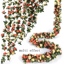 Elegant Artificial Rose Garland for Seasonal and Event Decor (Orange)