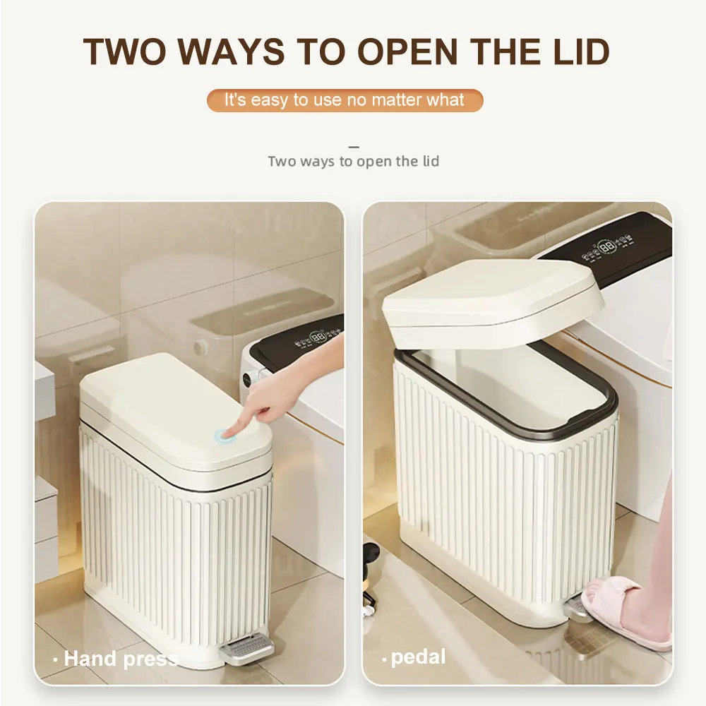 thumbnail image 2 of Automatic Trash Can, Bathroom Waste Bin, 2pcs/1pc Sensor Trash Bin, Black, Gray, And White Household Garbage Bins, 11 */2.91 Gallons Motion Sensor Trash Can, Suitable For Kitchen And Office, Plastic 2 of 11