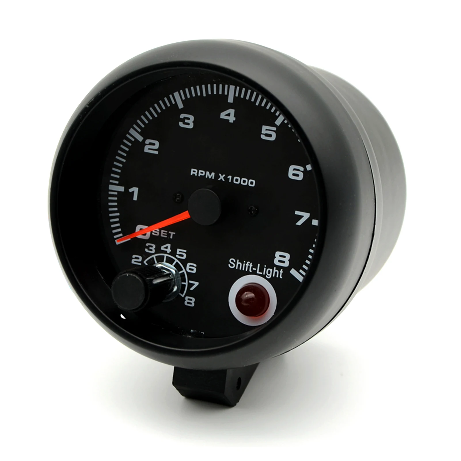 Tachometer Gauge 3.75" Car Universal Black 0-8000 RPM Blue Inter Shift light