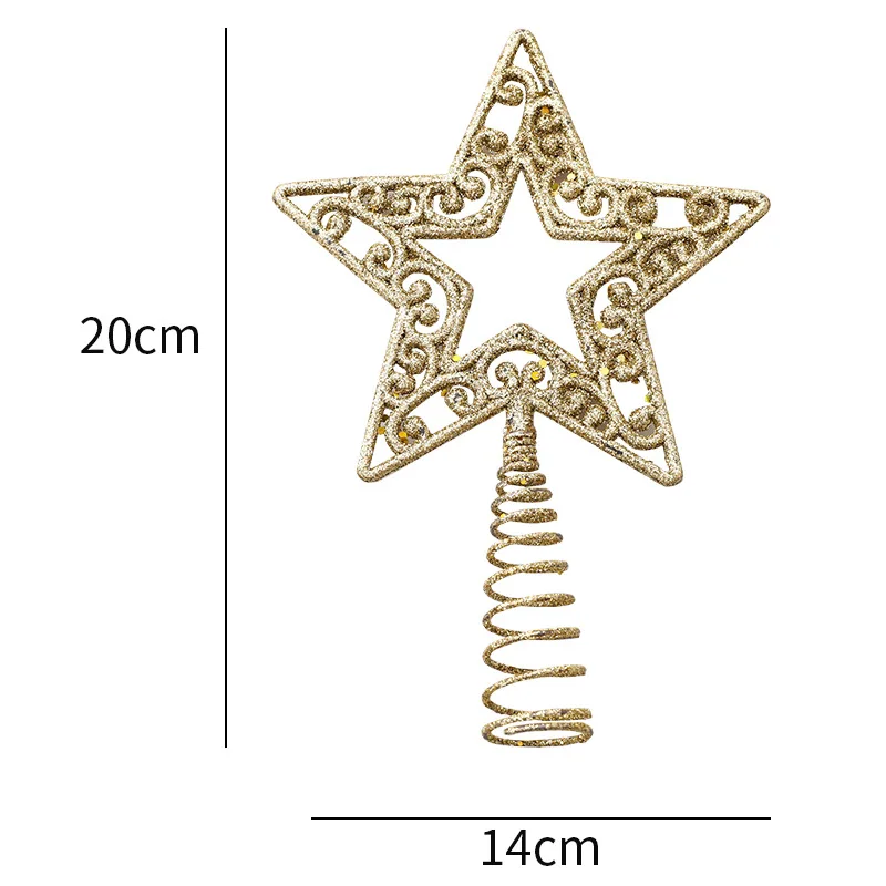 Snowflake Christmas Tree Topper Glitter Hollow Gold Star Xmas Tree Ornaments Christmas Decorations For Home 2023 Xmas New Year