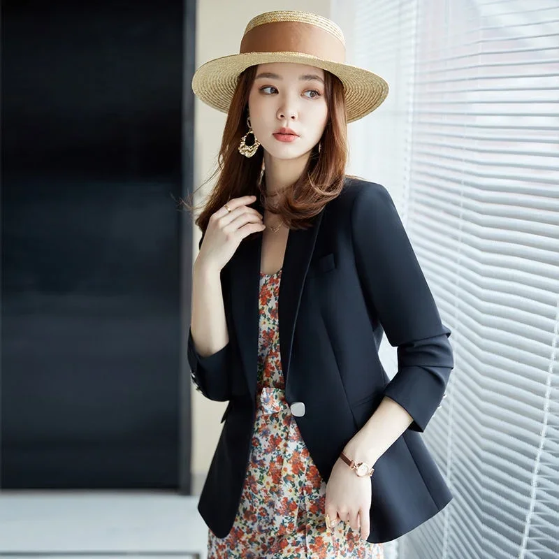 （with lining）Spring and autumn new women's suit jacket Slim professional small suit