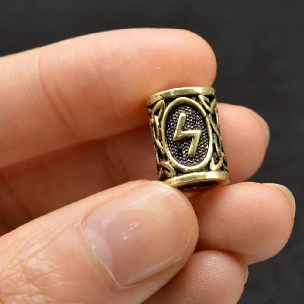 24pcs Metal Tubes Hair Braid Beard Dreadlock Beads Viking Rune Bead Spacer Knife Beads Rings Clips Styling Tools Pendant Braider 6