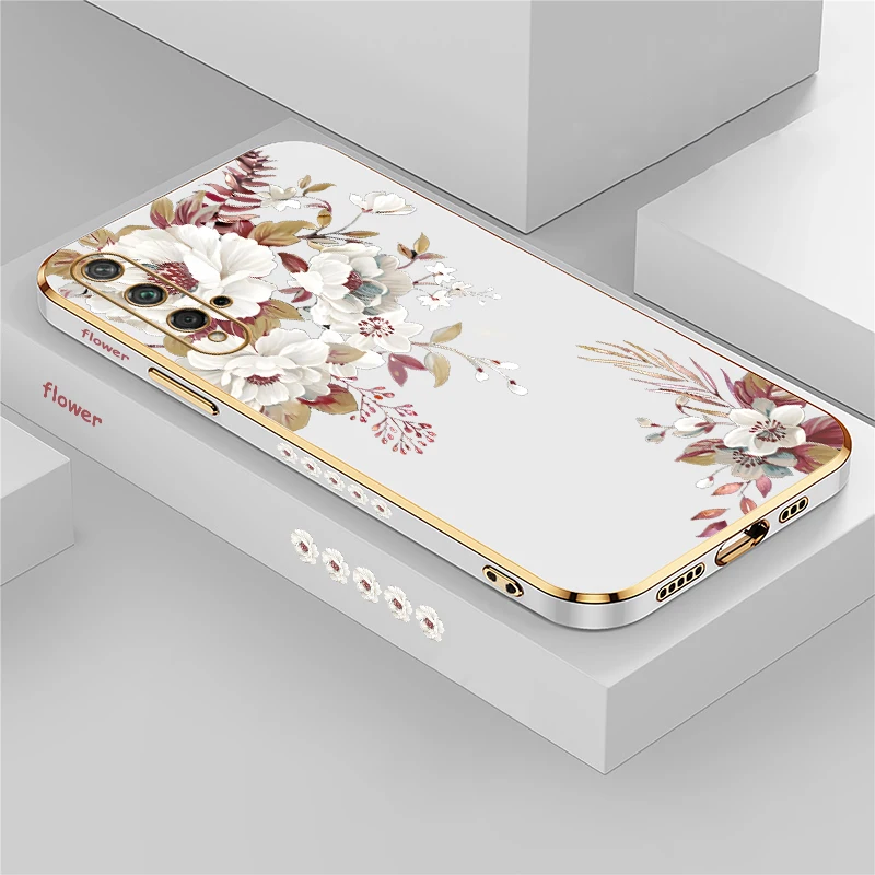 Floral Shockproof TPU Bumper Phone Case - Soft Silicone Plating Cover