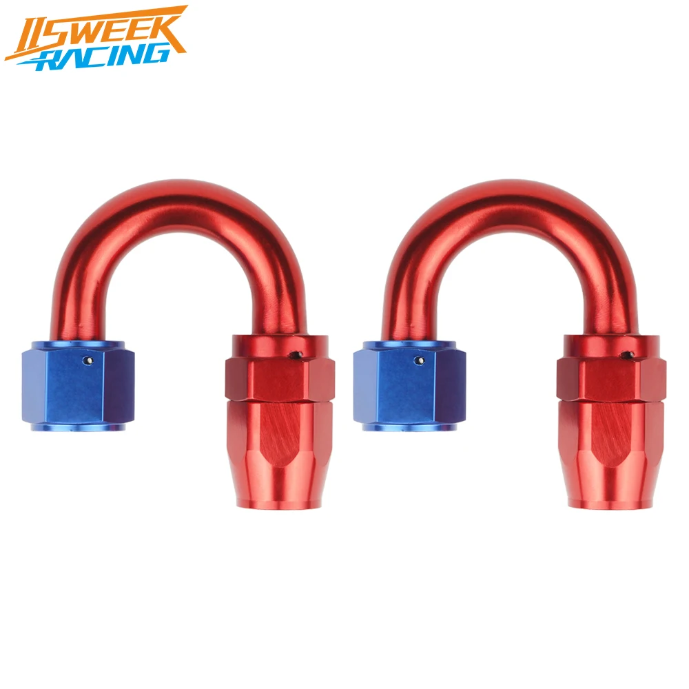 Universal 2pcs 180 Degree Swivel Hose End Fitting Reuseable Fuel Line