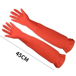 Durable Waterproof Non - Slip Rubber Kitchen Gloves for Household Cleaning and Cooking (1 pair 45cm - B)
