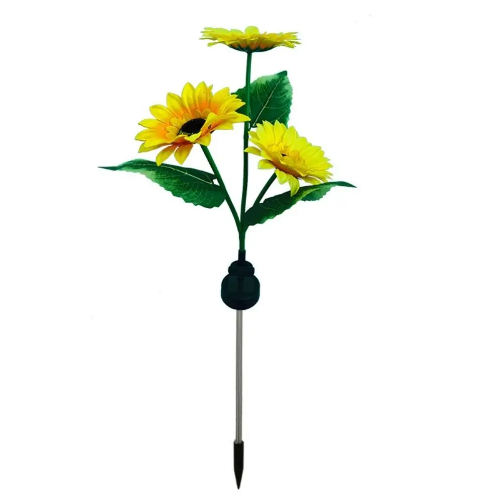 3 Heads Solar Sunflower LED Light Realistic Waterproof Landscape Lawn Lamp Iron Cordless Solar Stake Light Wedding Courtyard
