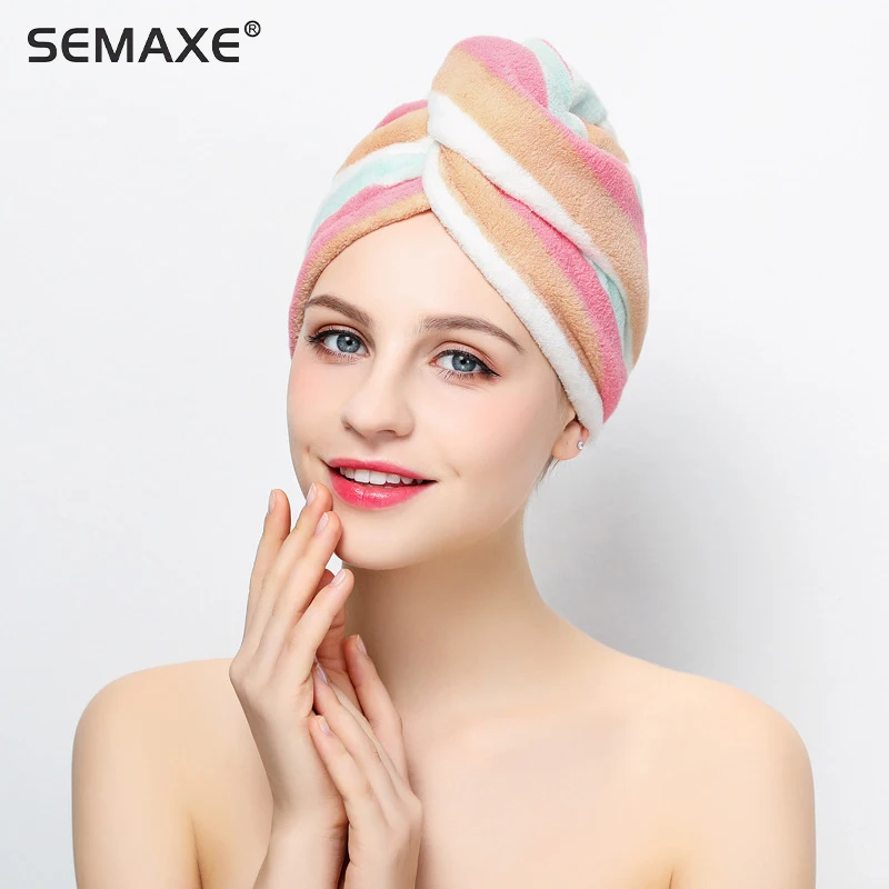 Semaxe Microfiber Towel Cap Bath Hat Super Absorbent Quickdrying Women