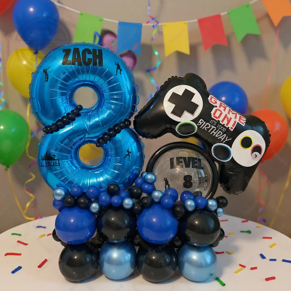 55-teiliges Gamepad-Ballon-Set Tiefblau Zahlen-Geburtstagsballons Spielthemen-Partydekoration Geburtstagsüberraschungsgeschenk