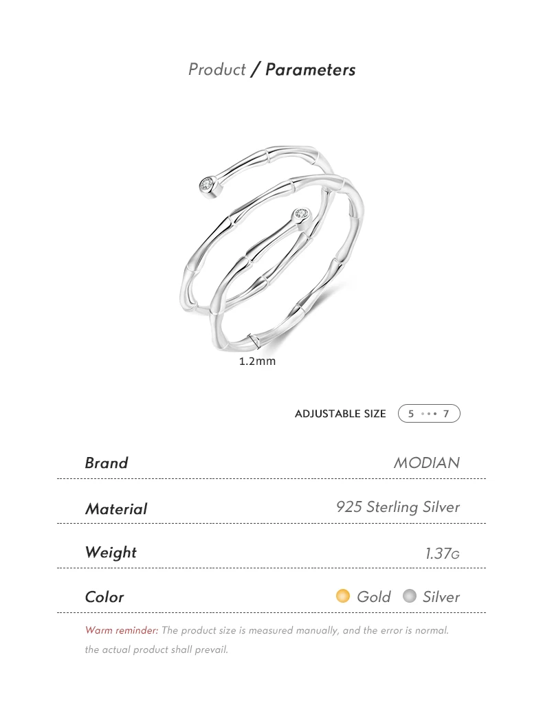MODIAN Ring aus 925er-Sterlingsilber, trendig, mehrschichtig, Vintage-Linien, verstellbare Größe 5–7, originelles Design, edler Schmuck für Frauen – Detail 4