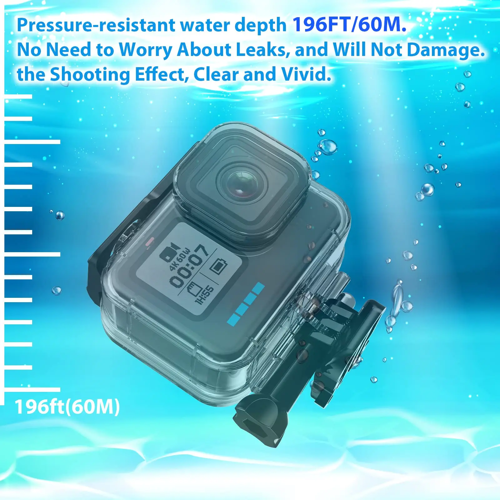 Boîtier étanche FitStill 60m Pour GoPro Hero 9-12 Black - Protection Plongée, Surf, Ski - Avec Films Antibuée