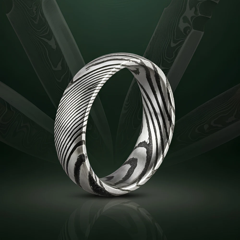 Brutalistischer Damaststahlring für Männer, minimalistisches Design, AAA+, Zirkonia, Ehering, einzigartige Herrenschmuck-Accessoires, 2025