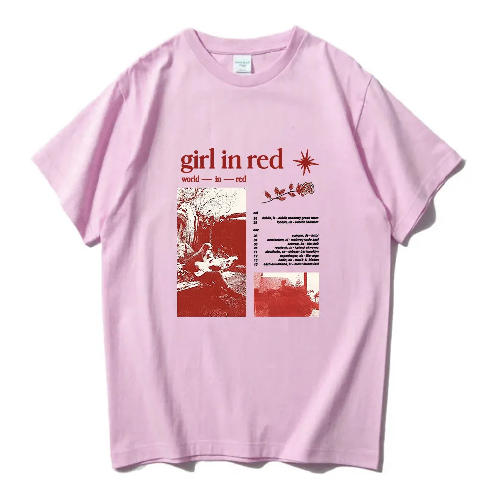 Singer Girl in Red T-shirts Casual Comfortable Cotton Women Tee-shirt Hip Hop Streetwear Summer O-neck High Quality Tshirts Tees 2