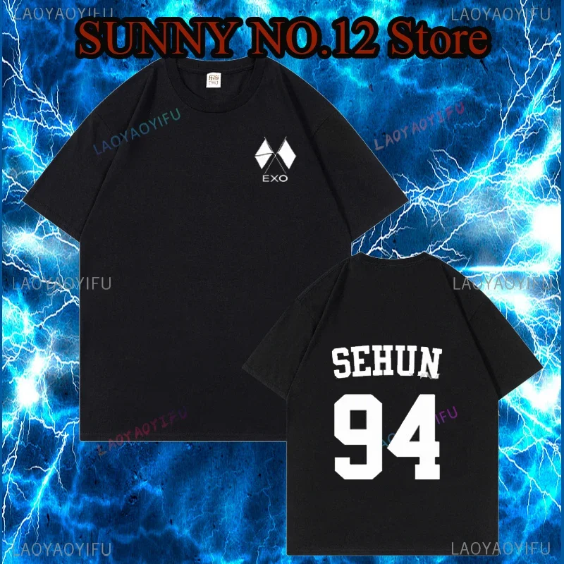 

Same T-shirt Se Hun XIUMIN SUHO BAEK HYUN CHEN CHANYEOL D.O.KAI Women's Summer T-shirt Outward Top