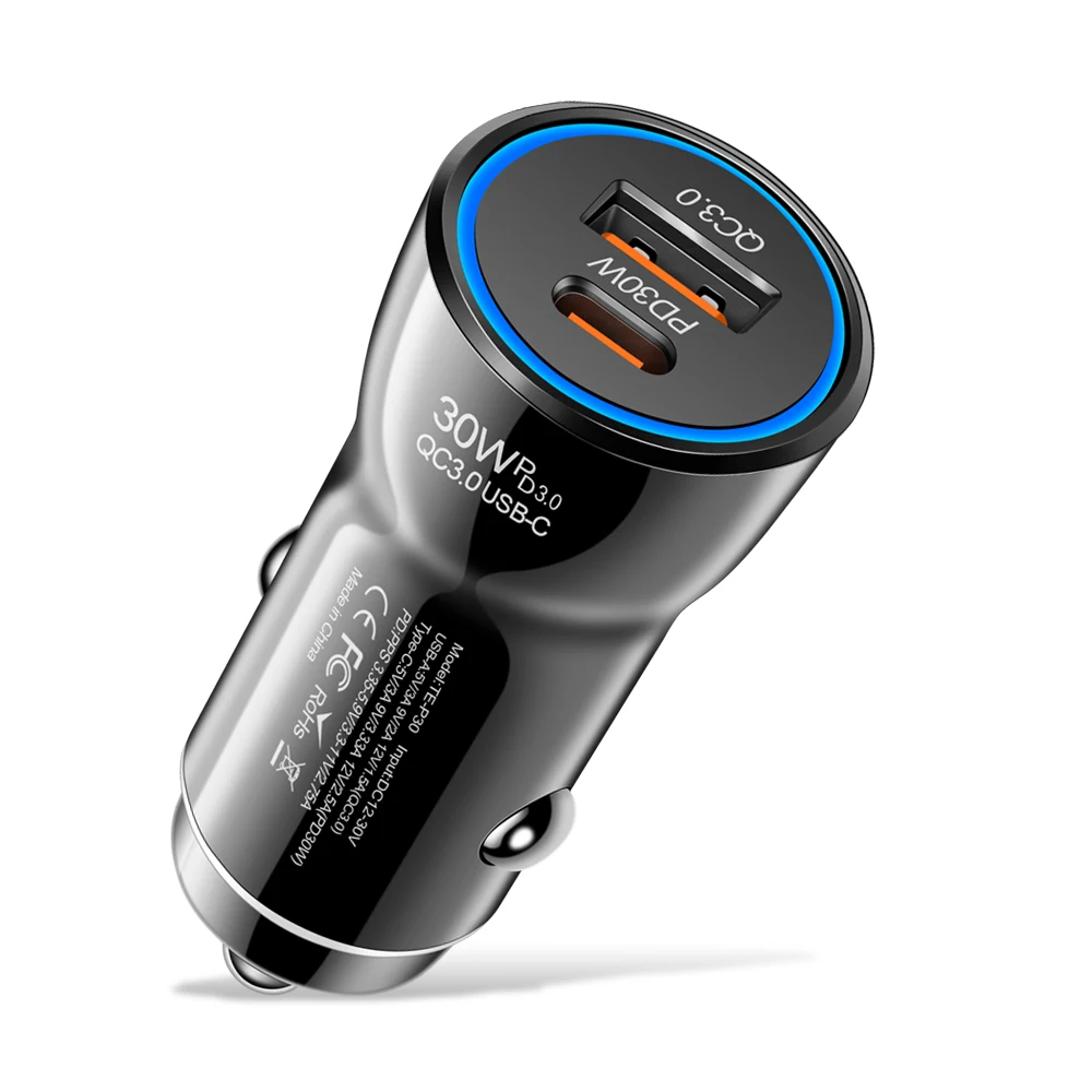 USB-C Autoladegerät 3 In 1 – 30W Schnellladegerät Mit Einziehbarem Kabel Für IPhone, Pixel & Mehr