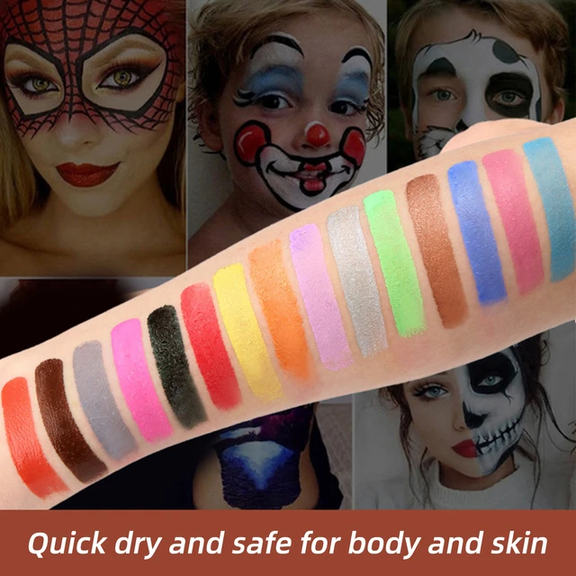 12 Colors Professional Face Paint Kit with 2 Brushes Safe & Non Toxic Water  Based Face and Body Painting Makeup - AliExpress