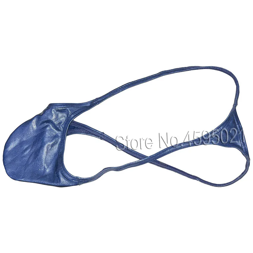 Men Micro Thong Pouch String T-back Underwear Male Solid Shiny Leather Metallic Luster Underpant Bikini Tanga Trunks