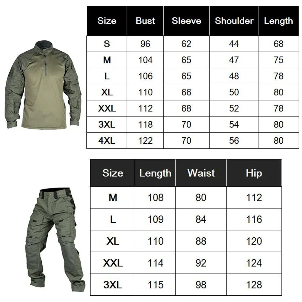Tactical Suit Set Men Hunting Training Shirt Pants 2 Piece Sets Outdoor Uniform Camouflage Quick-dry Ripstop Clothing Hiking 6