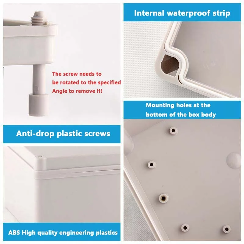 Plastic ABS Junction Box Screw Cable Custom Waterproof Junction Box Ip67 Outdoor Electrical Enclosure Electrical Distribution Box Electronic Enclosure Case