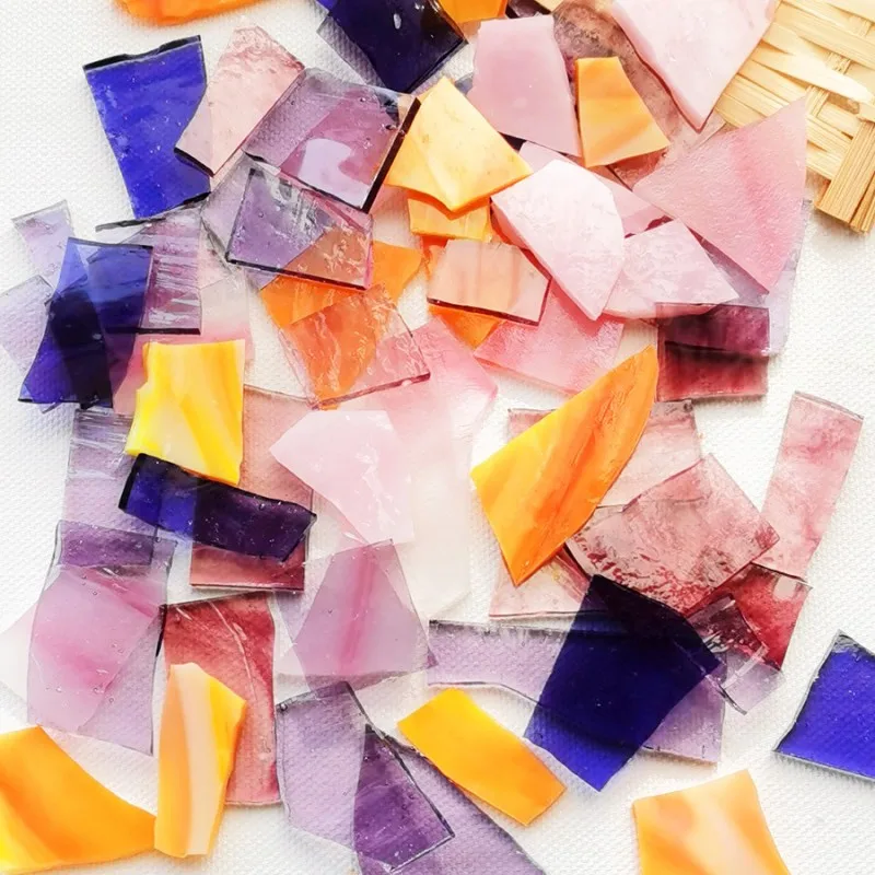 100g Irregular Shape Mica Mosaic Tiles DIY Craft Colored Fragments Glass  Tile Mosaic Making Materials Home Wall Decorative