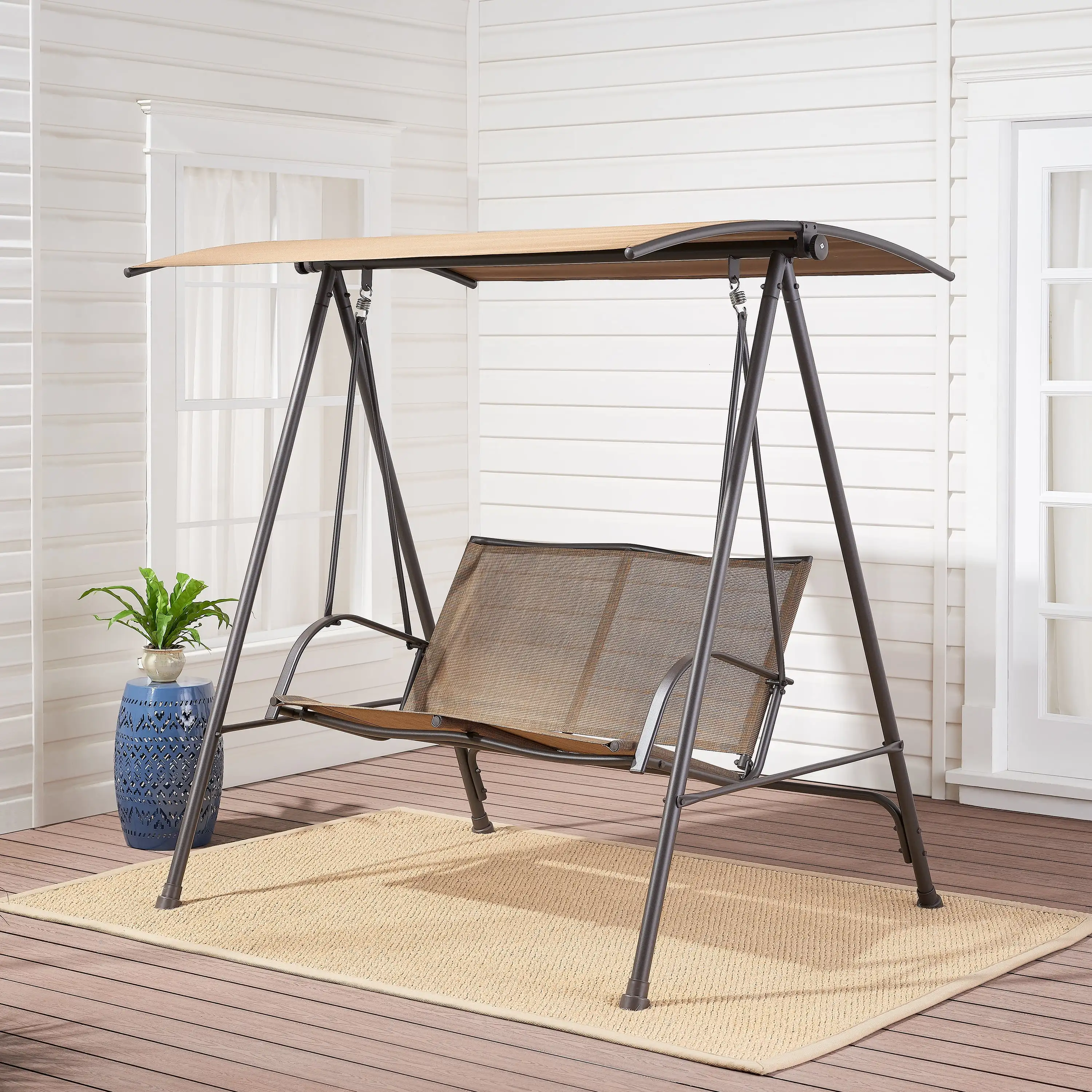 

Mainstays Albany Lane 2-Seat Steel Canopy Porch Swing, Brown/Tan